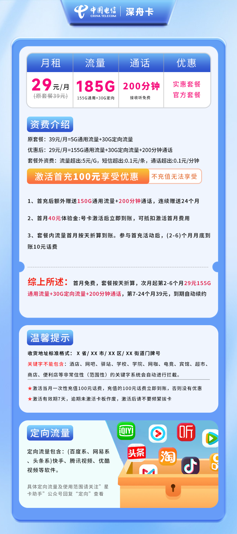 电信深舟卡【仅发贵州】详情