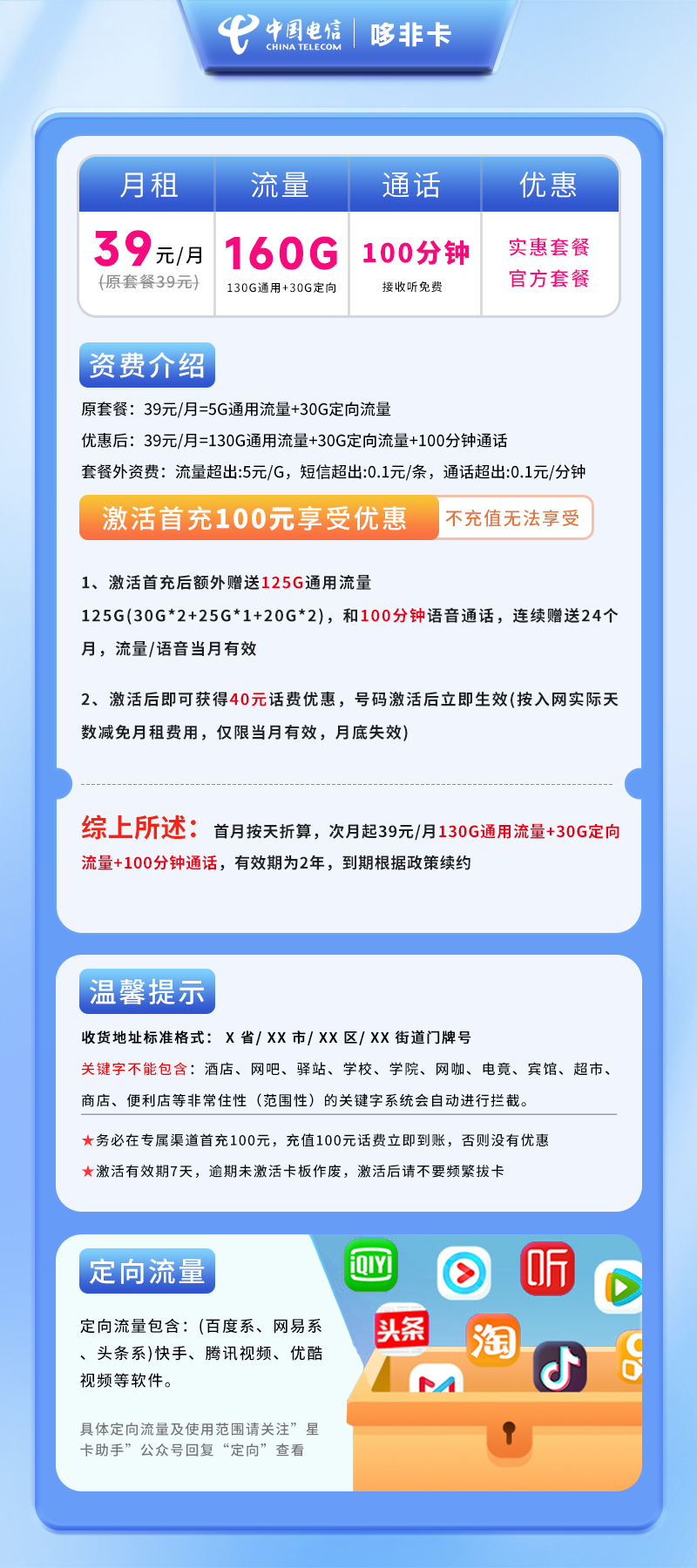 电信哆非卡【仅发安徽】详情