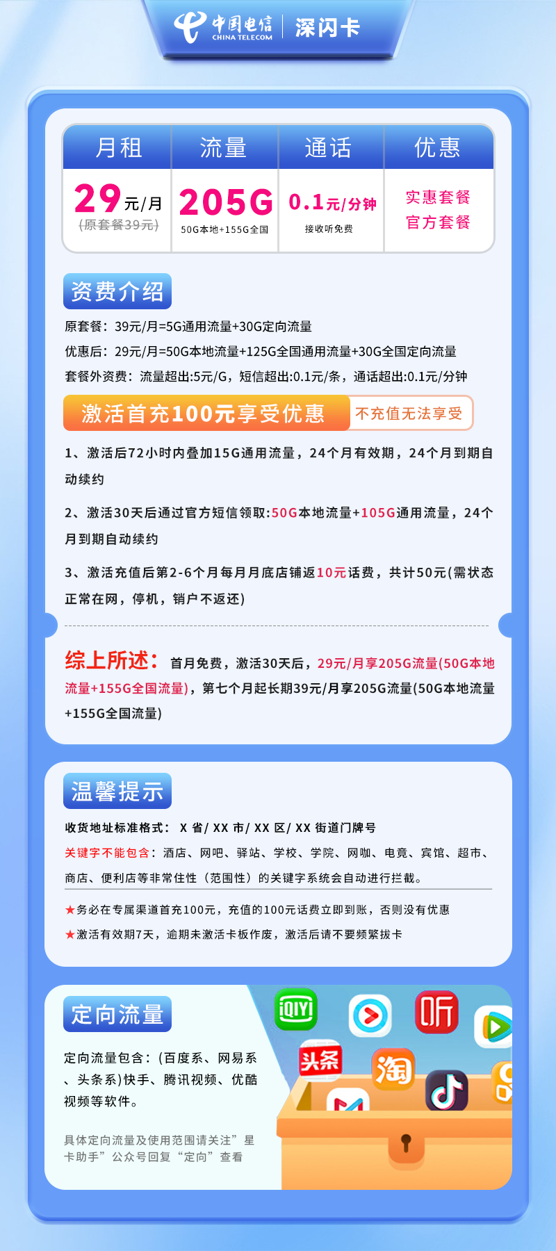 电信深闪卡【仅发山东】详情