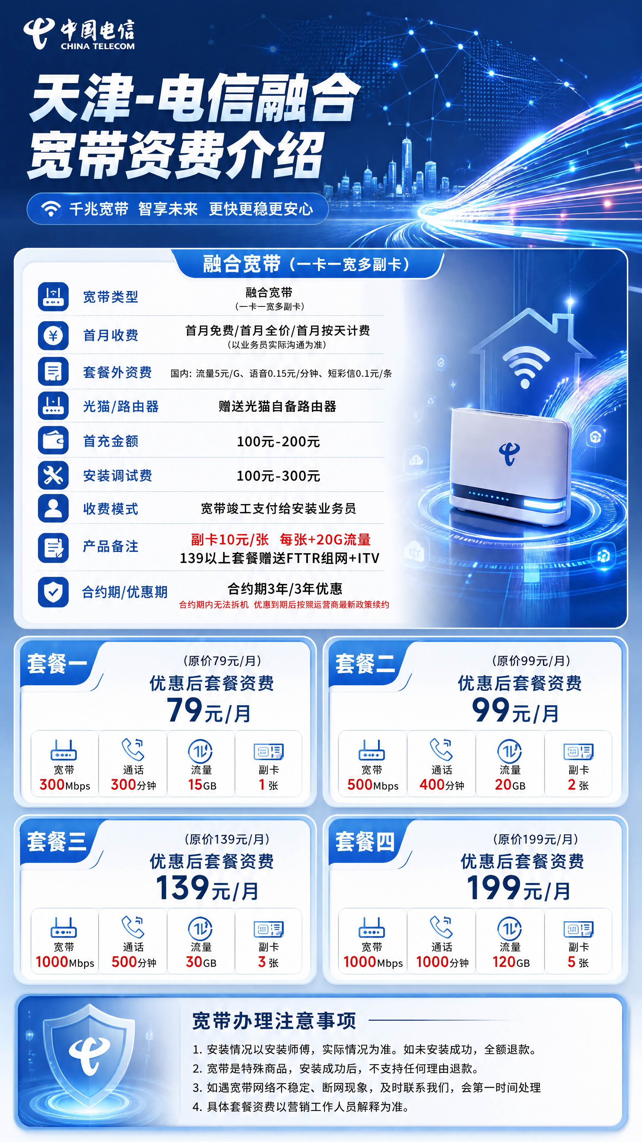 天津电信融合宽带详情