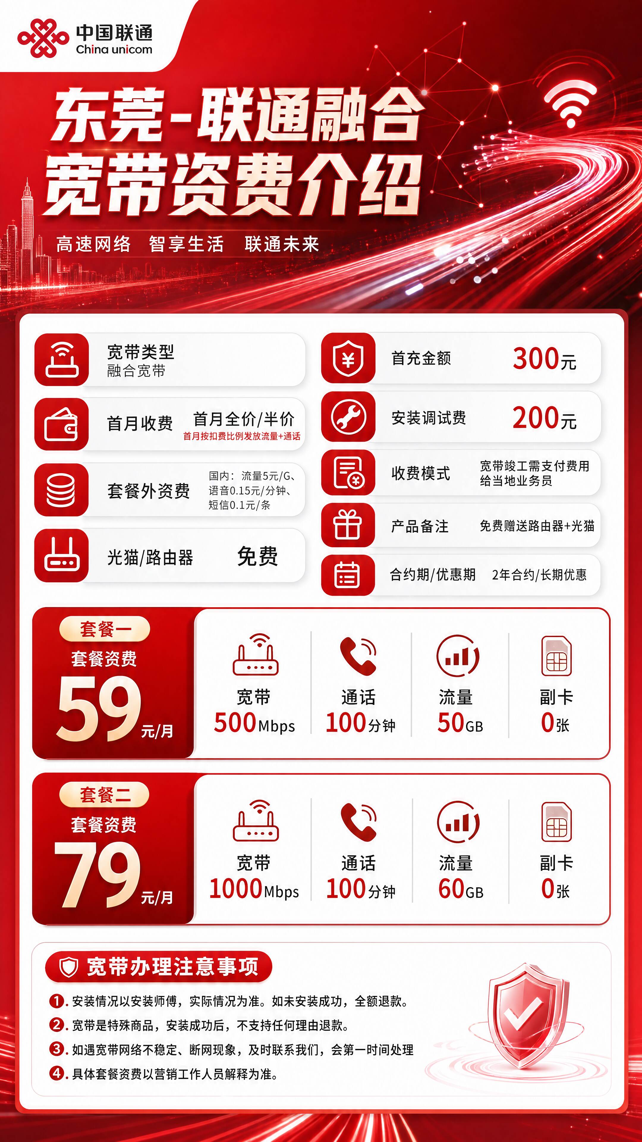 东莞联通融合宽带详情