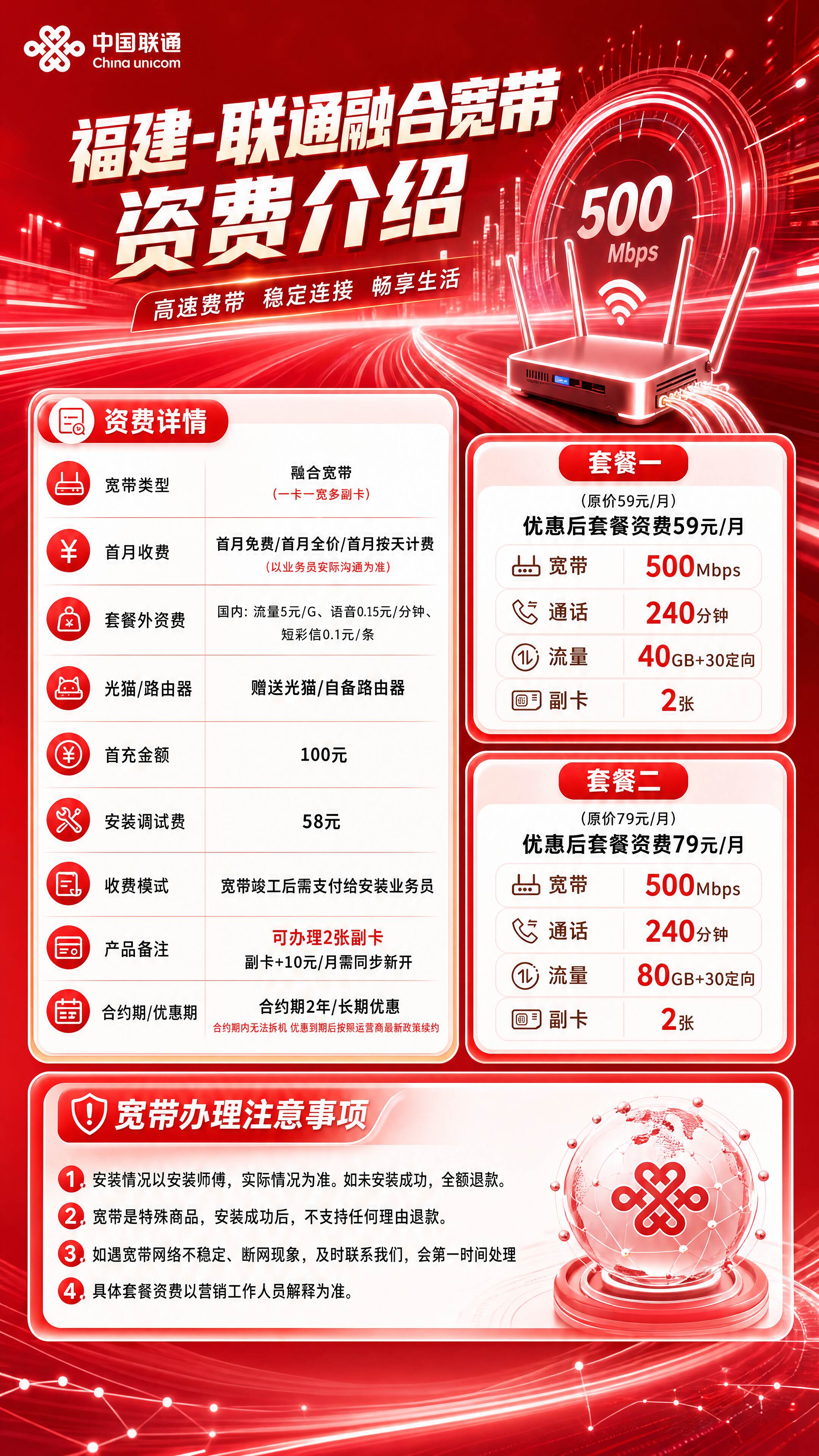 福州联通融合宽带详情