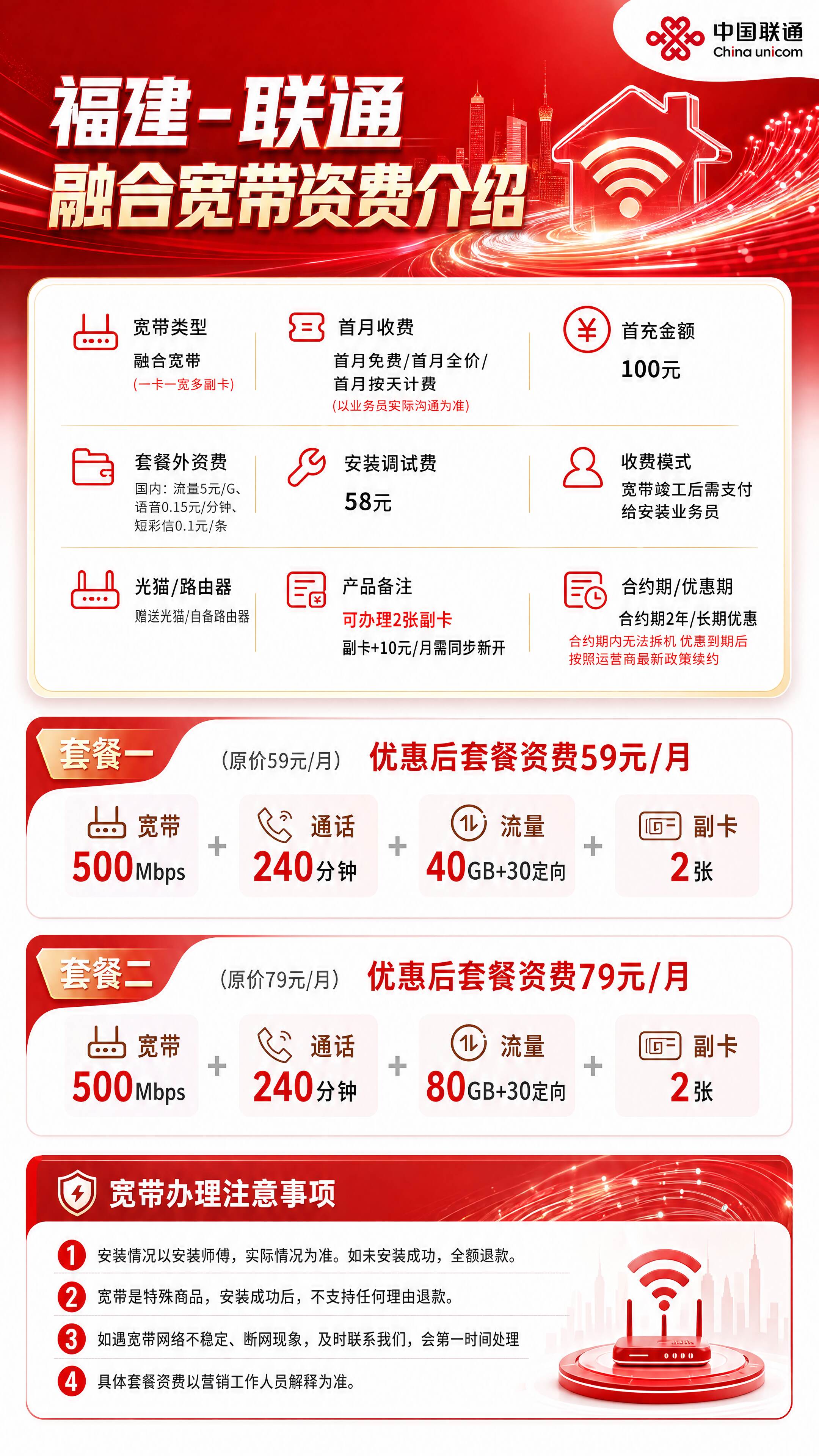 泉州联通融合宽带详情