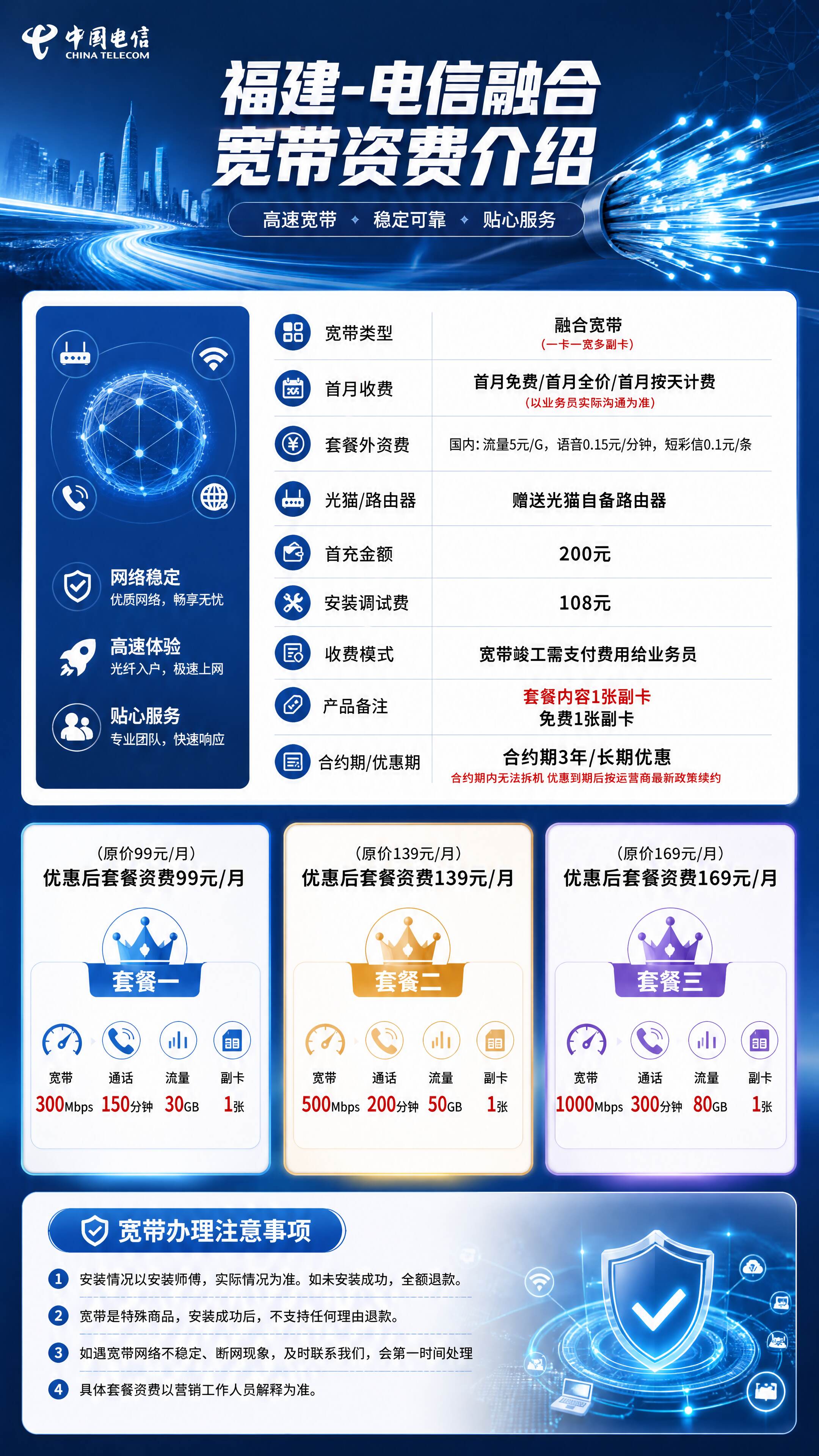 漳州电信融合宽带详情