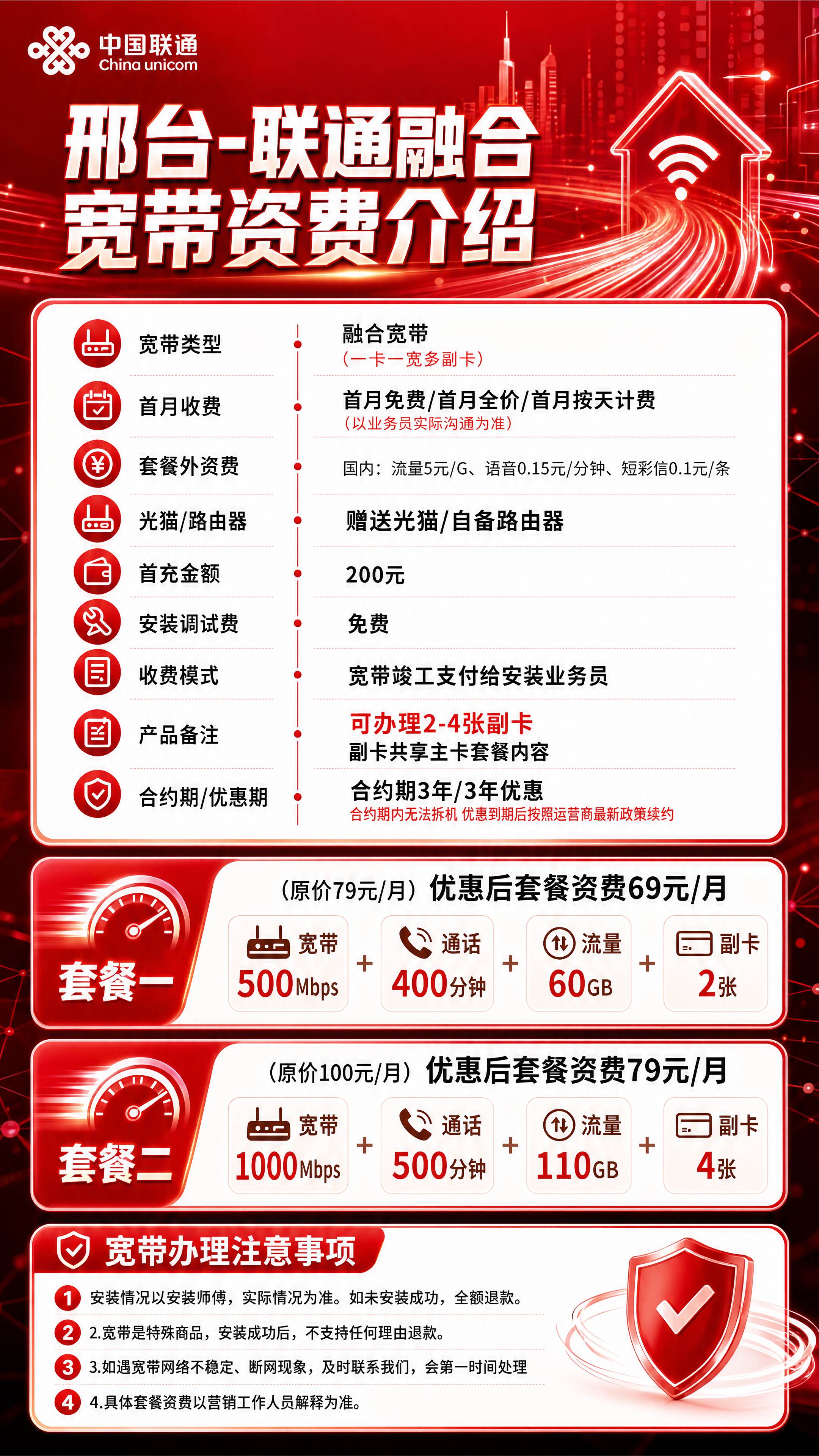 邢台联通融合宽带详情