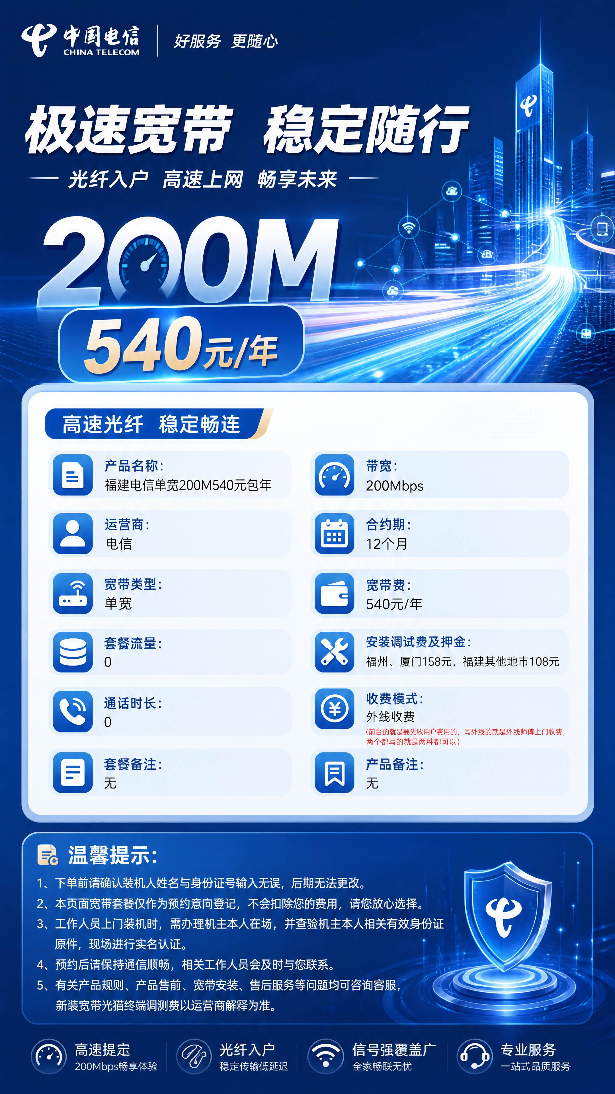 福建电信单宽带详情