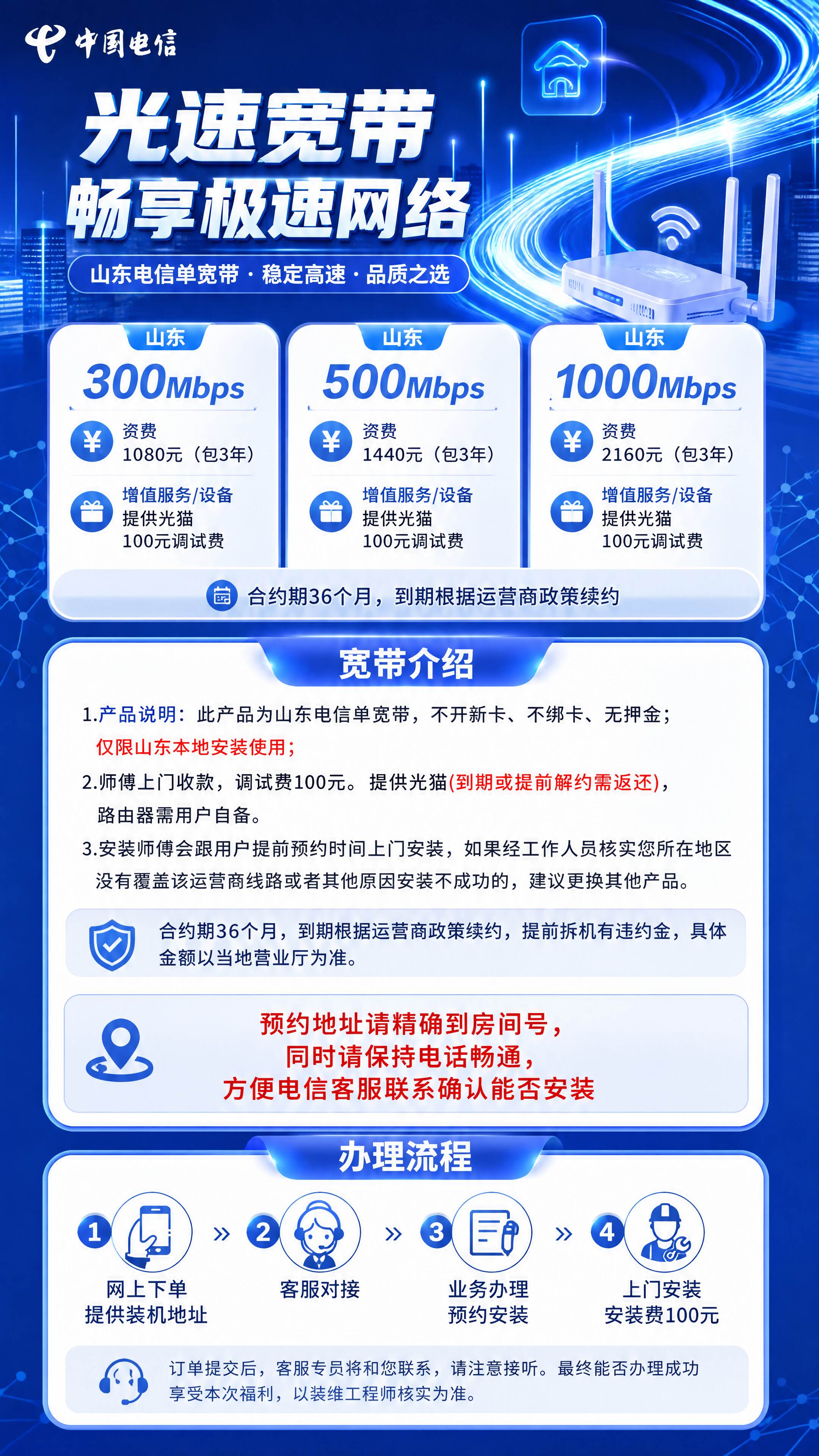山东电信单宽带详情