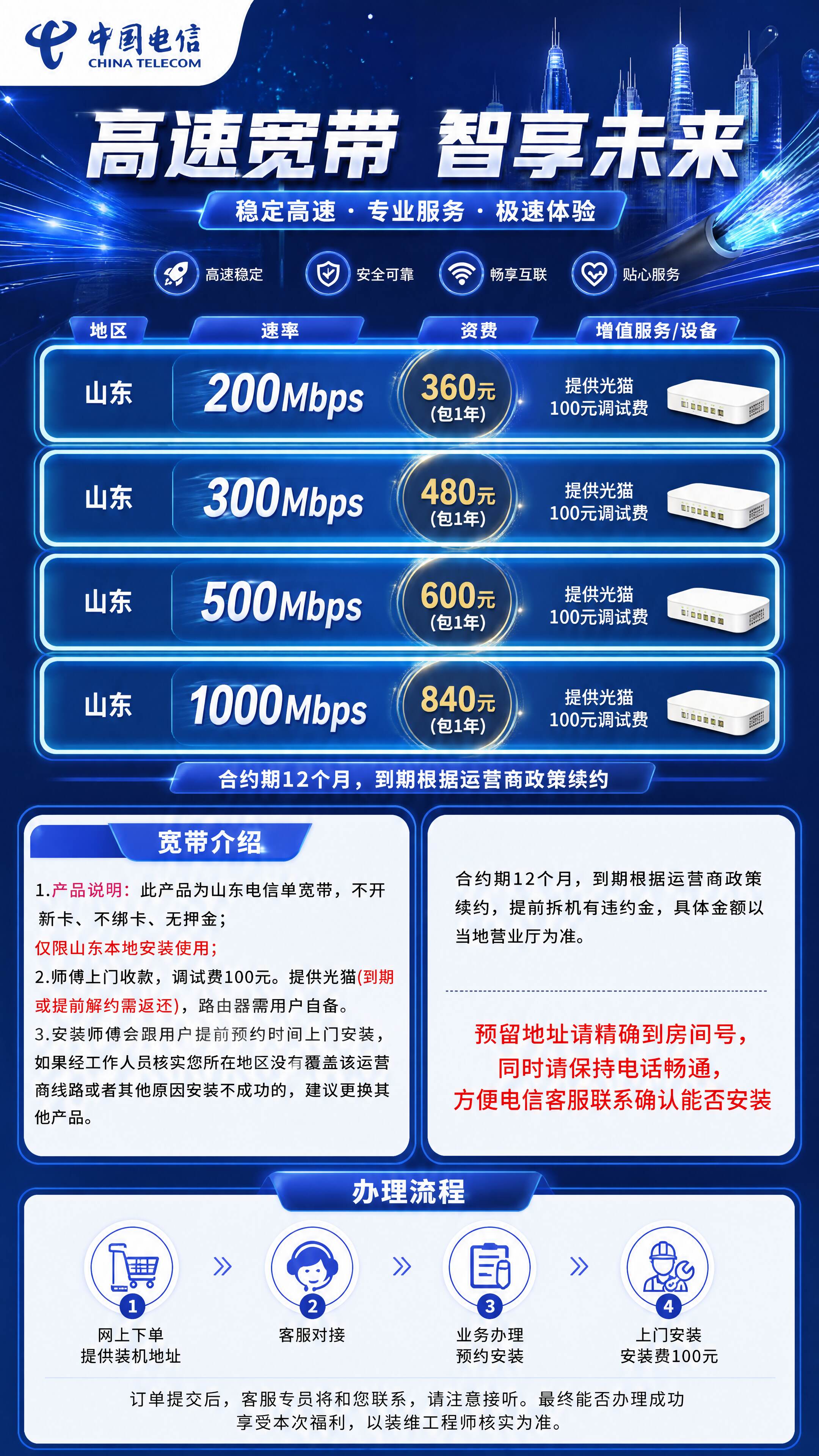 山东电信单宽带详情