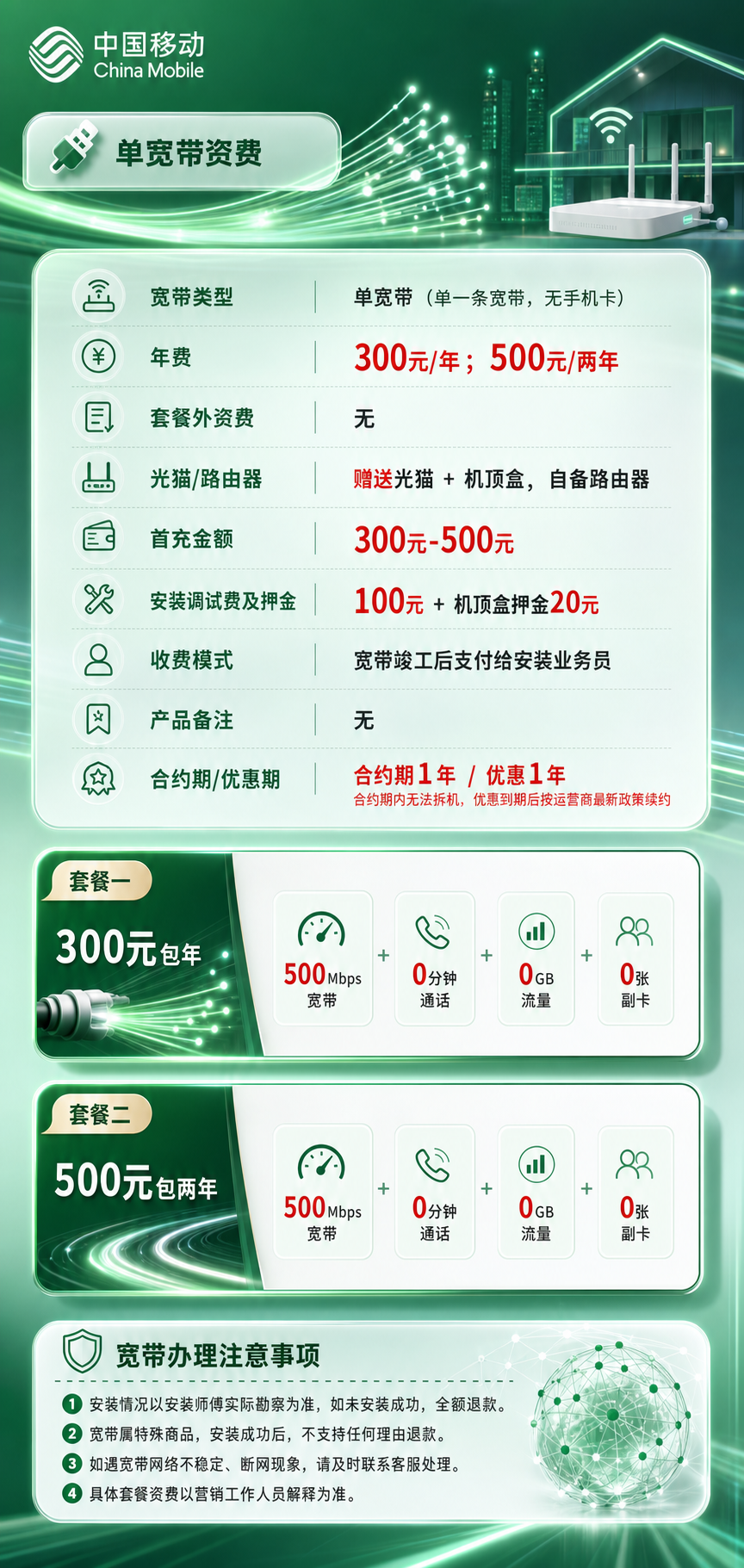 台州移动单宽带详情