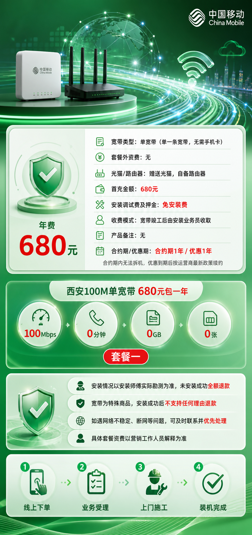 西安移动单宽带详情