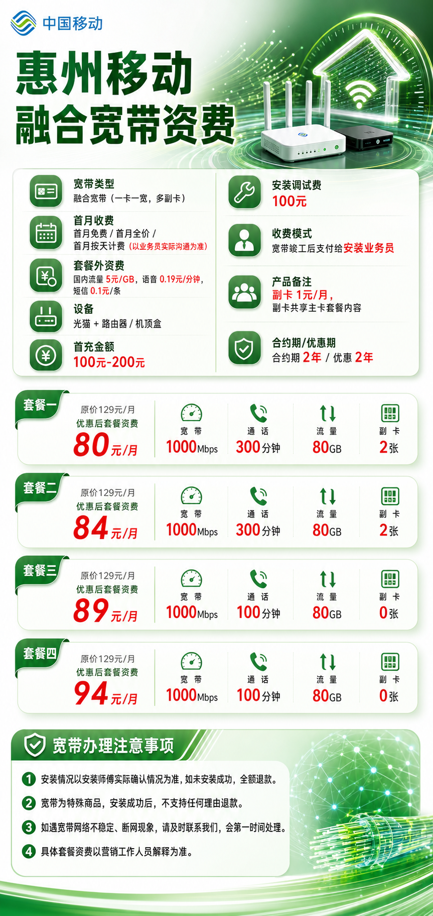 惠州移动融合宽带详情