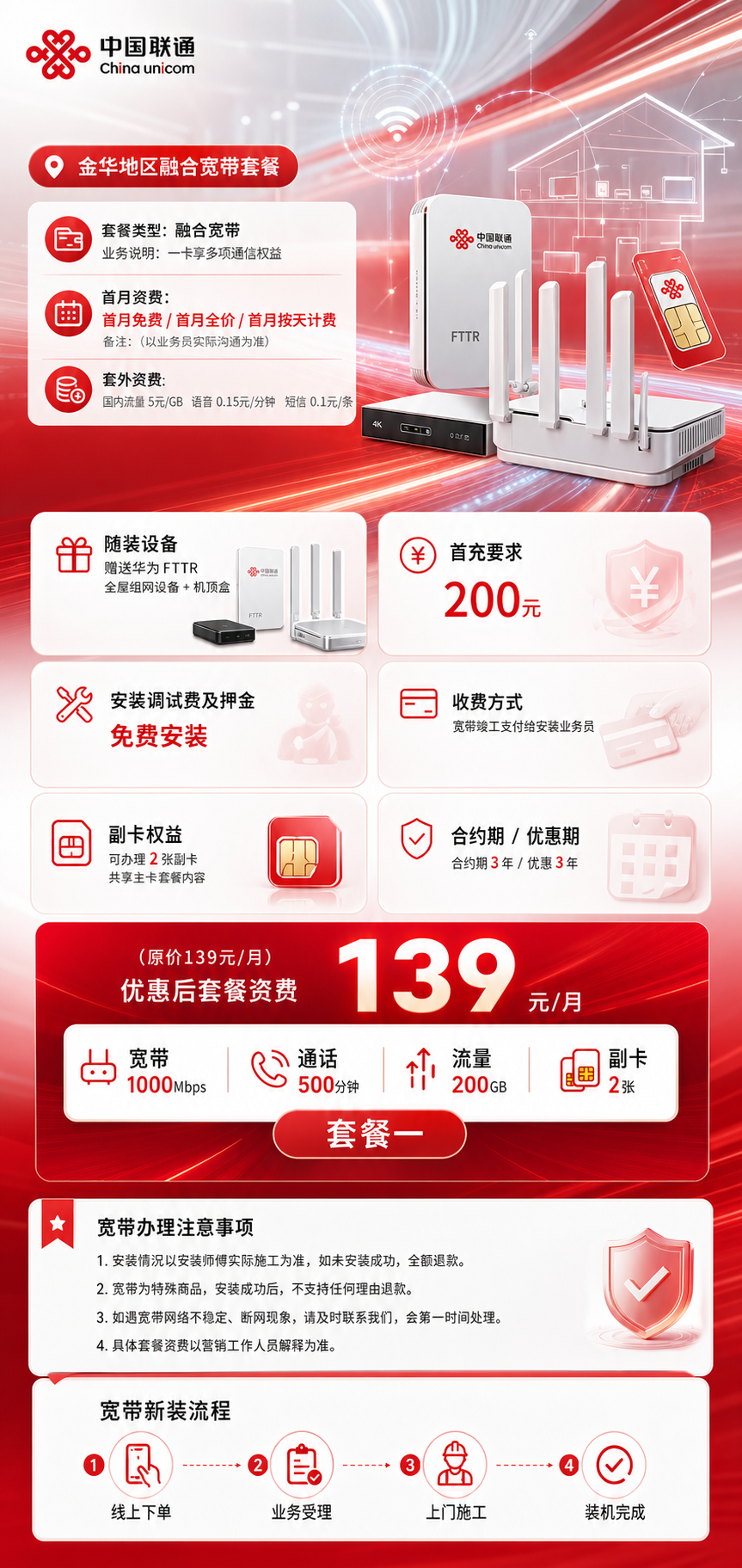 金华联通融合宽带详情