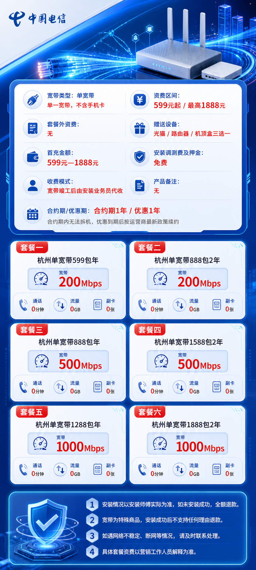 杭州电信单宽带详情