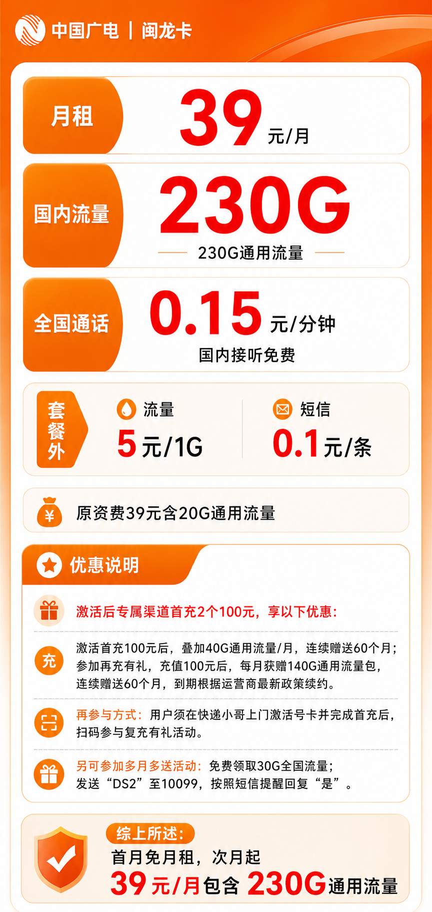 广电闽龙卡【本地归属】详情