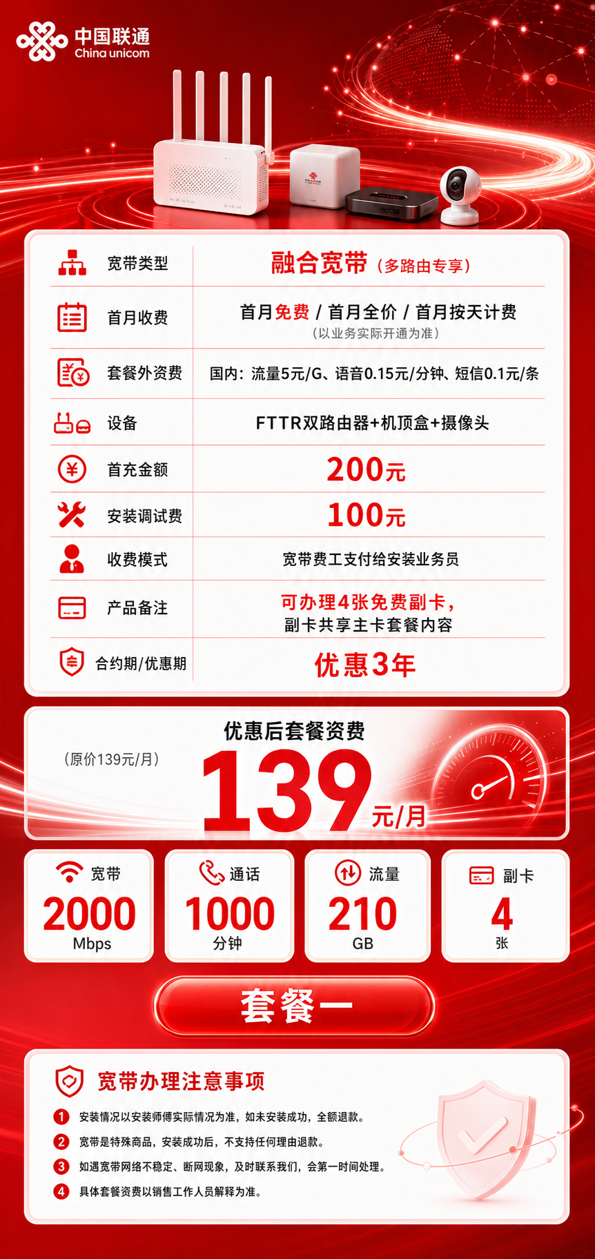 毕节联通融合宽带详情