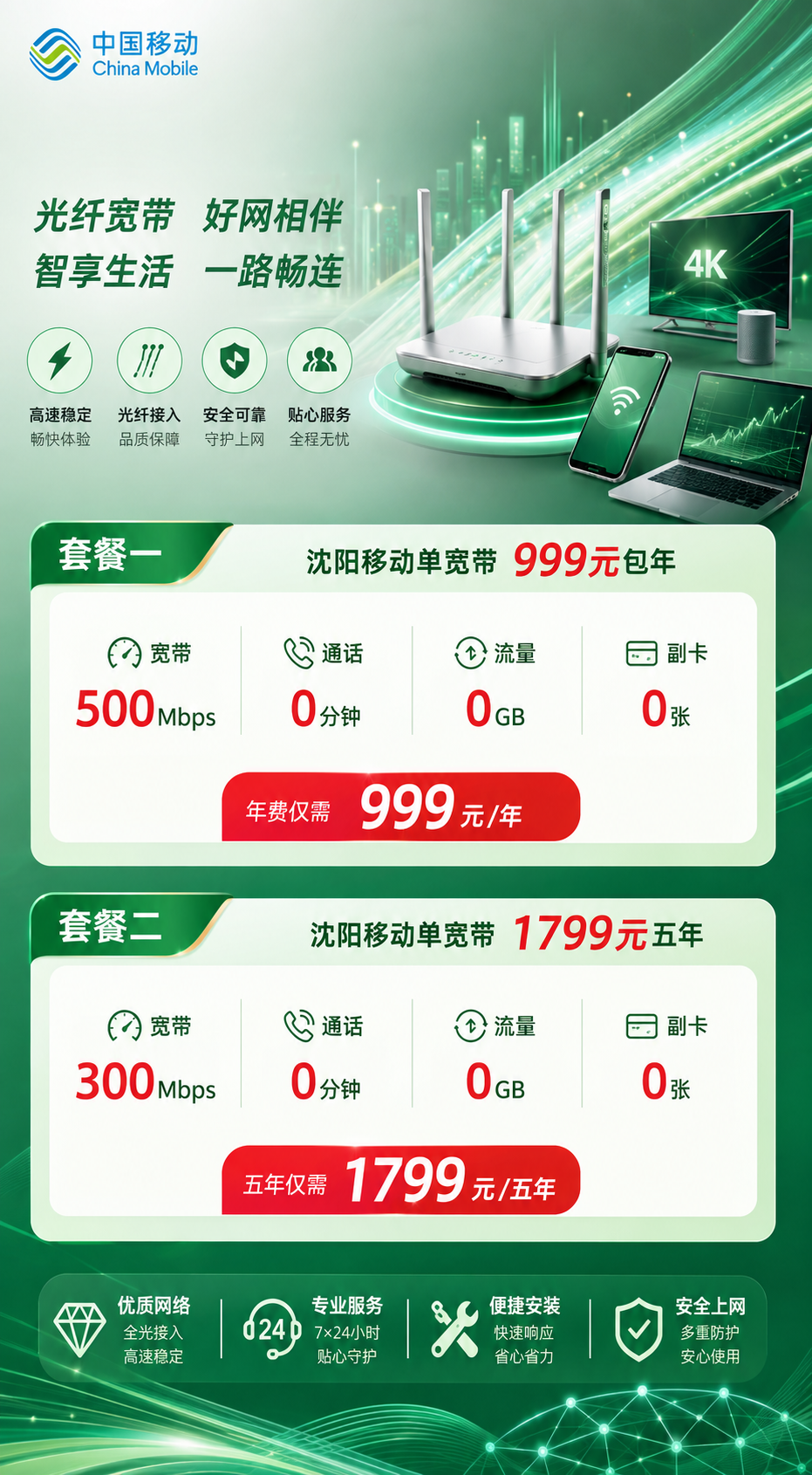 沈阳移动单宽带详情
