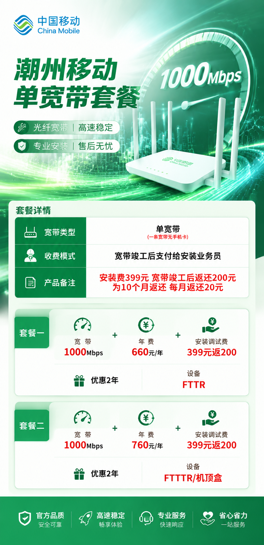 潮州移动单宽带详情