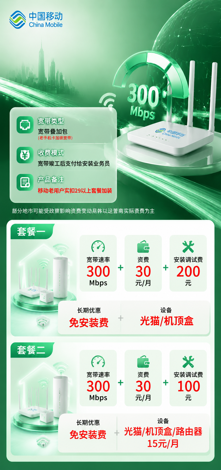 潮州移动叠加宽带详情