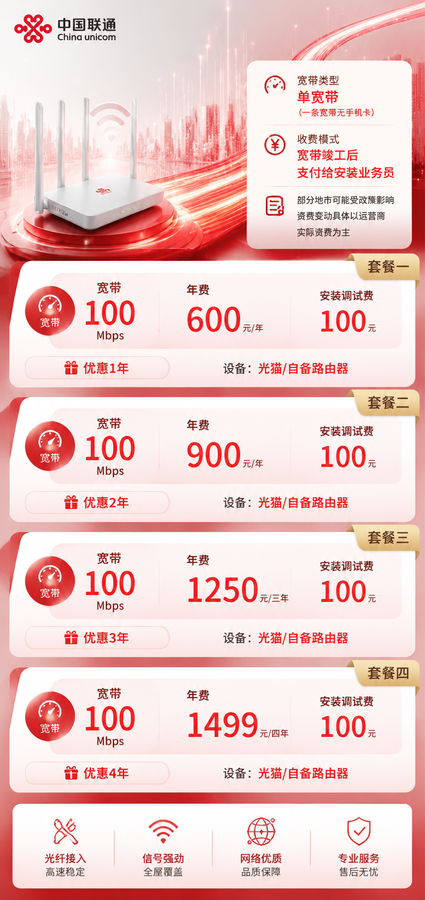 大连联通单宽带详情