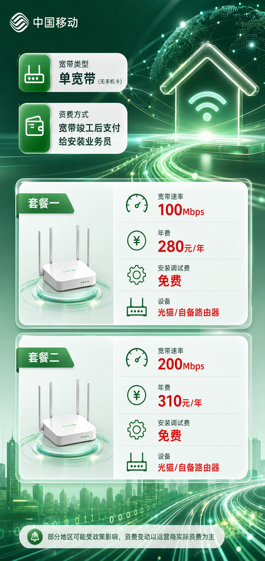 青岛移动单宽带详情
