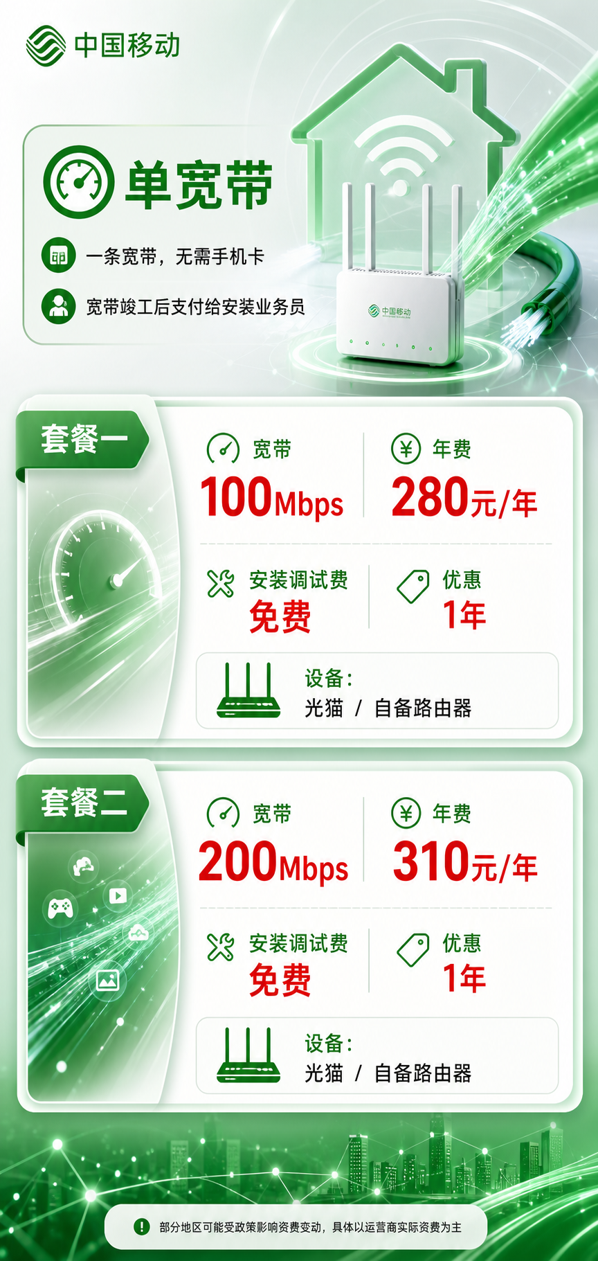 滨州移动单宽带详情