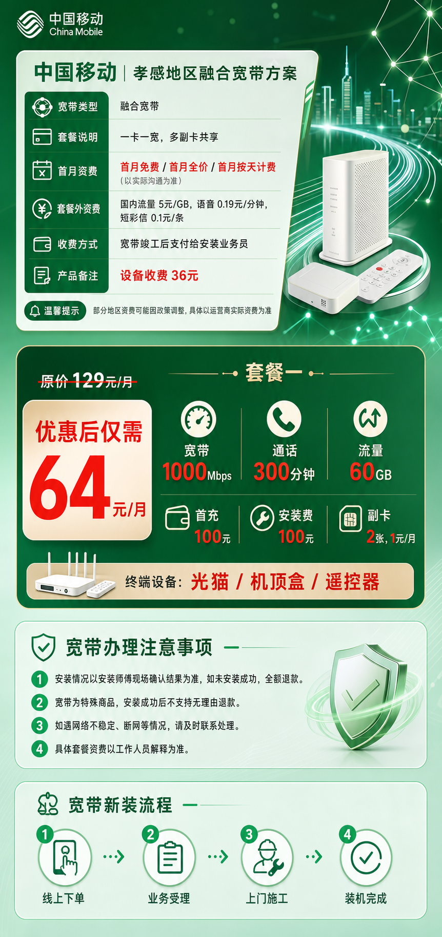 孝感移动融合宽带详情