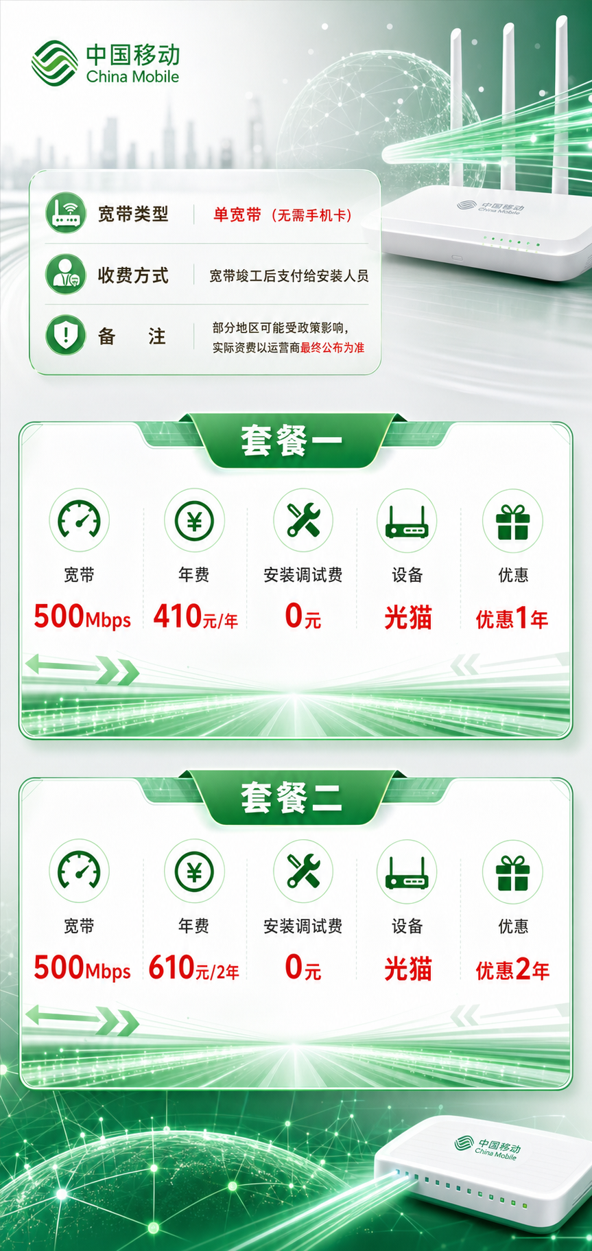 浙江移动单宽带详情