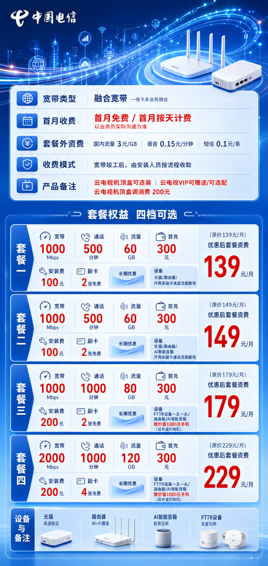 常德电信融合宽带详情