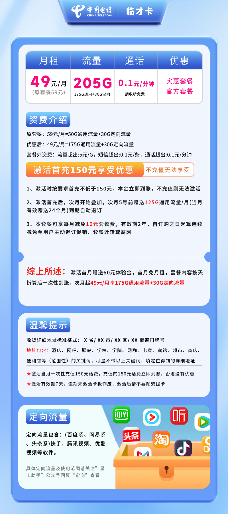 电信临才卡【仅发云南】详情