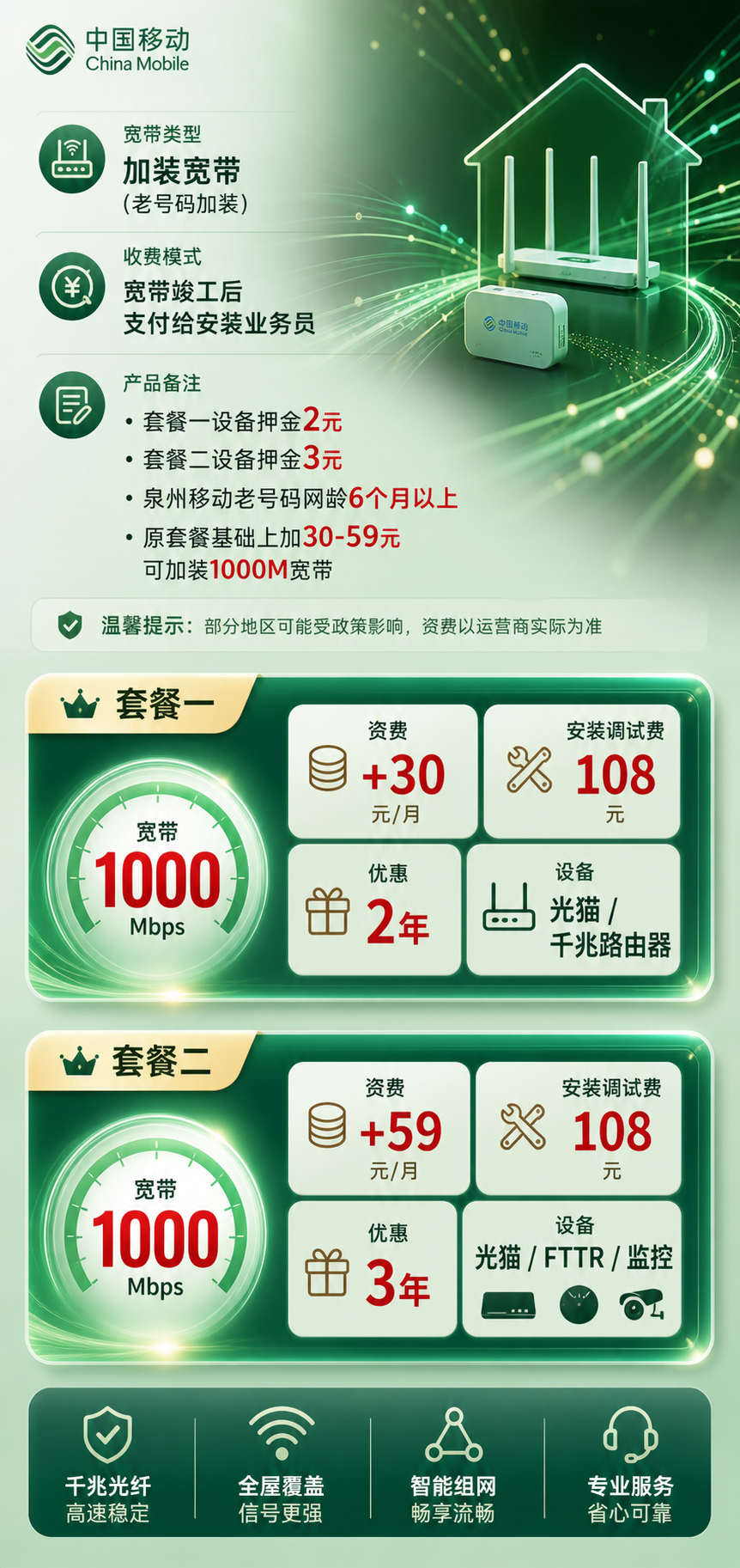 泉州移动单宽带详情