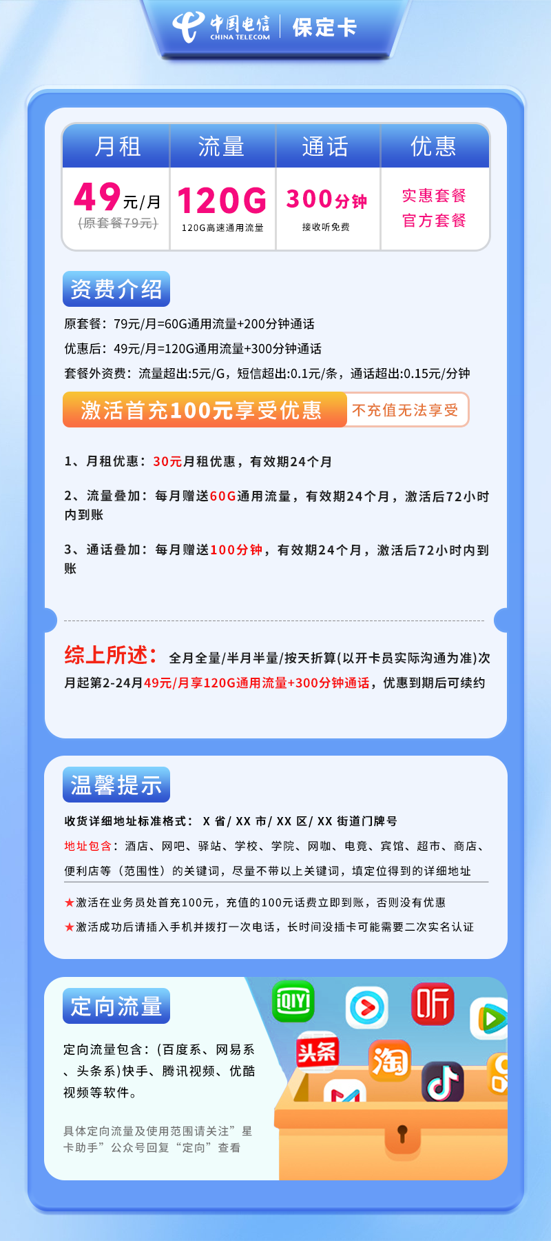 电信保定卡F【仅发保定】详情