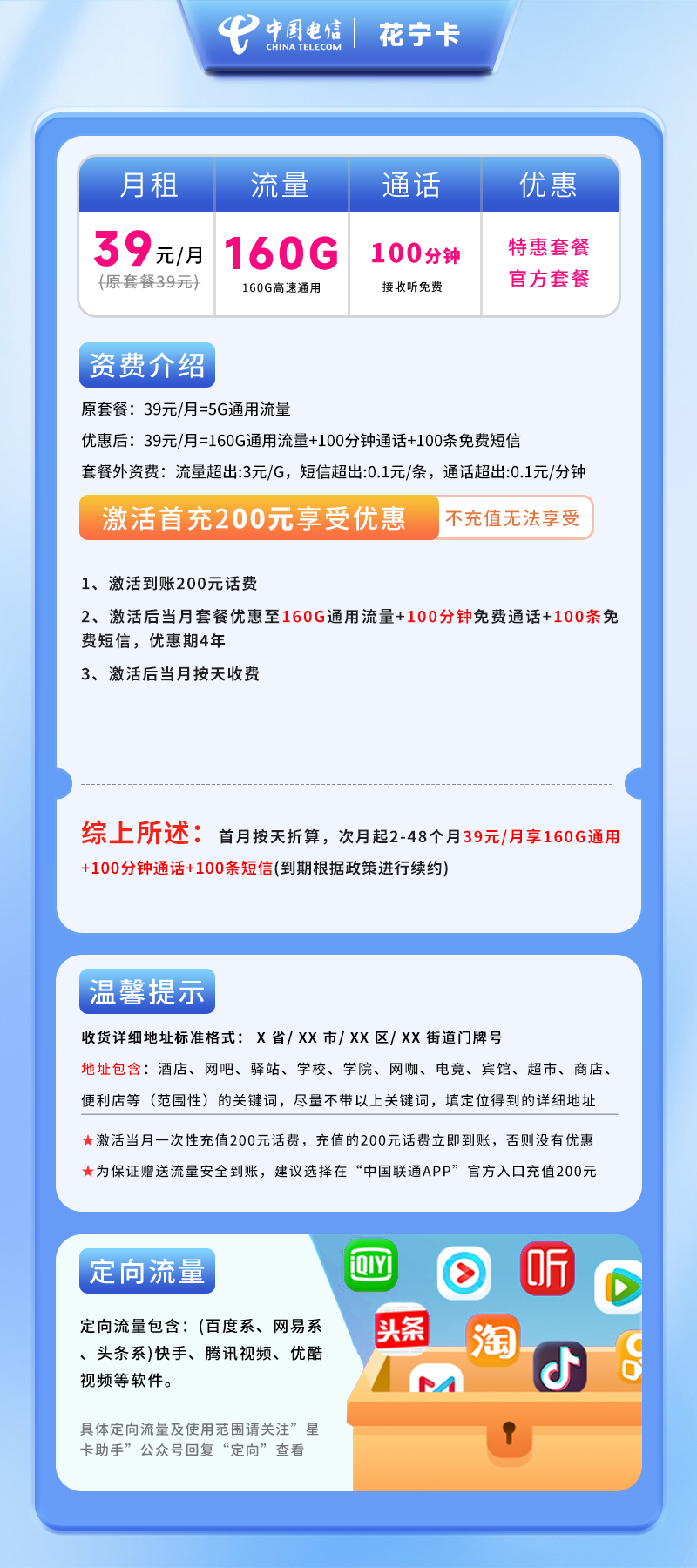 电信花宁卡B【仅发安徽】详情